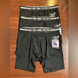 3 Jockey Sport Breathable Mesh Medium Boxer Brief 6 Inch Black Stability Pouch